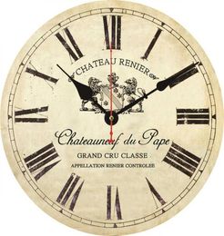 Shabby Rétro NonTicking Silencieux Vintage Horloge En Bois Chiffres Romains Horloges Pour Murs Style Français Du Pape Mur Montre Horloge6979019