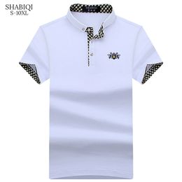 Shabiqi merk polo shirt heren borduurwerk polo shirts katoen kort mouw shirt polo casual stand kraag mannelijke polos heren 5xl 220716