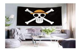 Shaboo Prints Luffy One Piece Jolly Roger Pirate Flags Banners 3 x 5ft met vier messing Grommets2590069