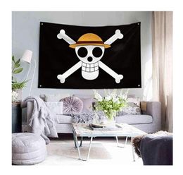 Shaboo Prints Luffy One Piece Jolly Roger Pirate Flags Banners 3 x 5ft met vier messing Grommets3892639