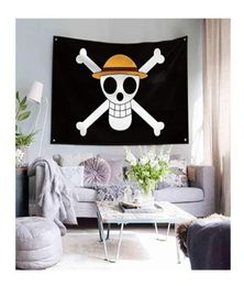 Shaboo Prints Luffy One Piece Jolly Roger Pirate Flags Banners 3 x 5ft met vier messing Grommets5549769