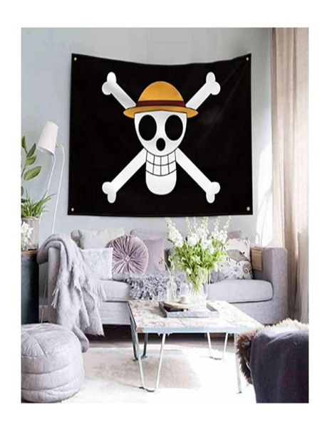 Shaboo Prints Luffy One Piece Jolly Roger Banderas piratas Banners 3 x 5 pies con cuatro ojales de latón2058067