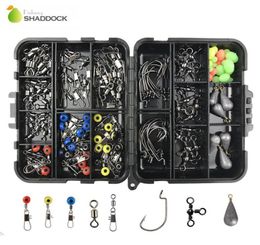 Shaddock 160pcSbox Accessoires Hooks Hook Swivels Lead Sinker met ring Carp Visstackboxen C1811060197815301037777