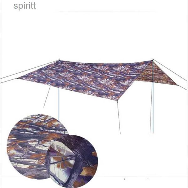 Sombra 3 * 3 M Camuflaje al aire libre Tela de tierra Toldo impermeable Picnic Toldo a prueba de viento Escalada Refugio solar Camping Picnic Mat YQ240131