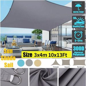 Shade 3X4M Auvent imperméable Parasol Voile d'ombrage pour Jardin extérieur Plage Camping Patio Piscine Shelter-10X13Ft