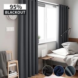 Tombra 95% Cortinas de apagón para sala de estar de dormitorio ventanas de cortina opaca Drapes térmicos Readymade Rideaux Ocultant Tender 240429
