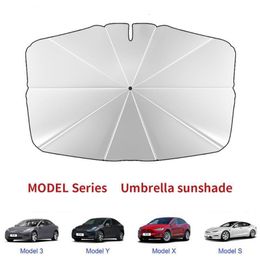 Schaduw Voor Tesla Model 3/Y/X Serie Auto Voorruit Zonnebrandcrème Paraplu UV Bescherming Zonneklep Protector voorruit Zonnescherm Cover 230718