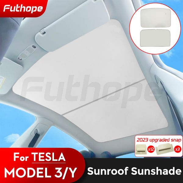 Abat-jour Futhope mise à niveau glace tissu boucle pare-soleil toit en verre pare-soleil pour Tesla modèle 3 Y-avant arrière toit ouvrant lucarne 230712