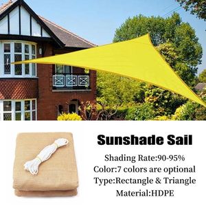 Ombre HDPE Anti-UV Triangle Soleil Voile Extérieur Jardin Gazebo Cour Auvents Piscine Plage Abri Camping Tente Voiture Pare-Soleil Tissu