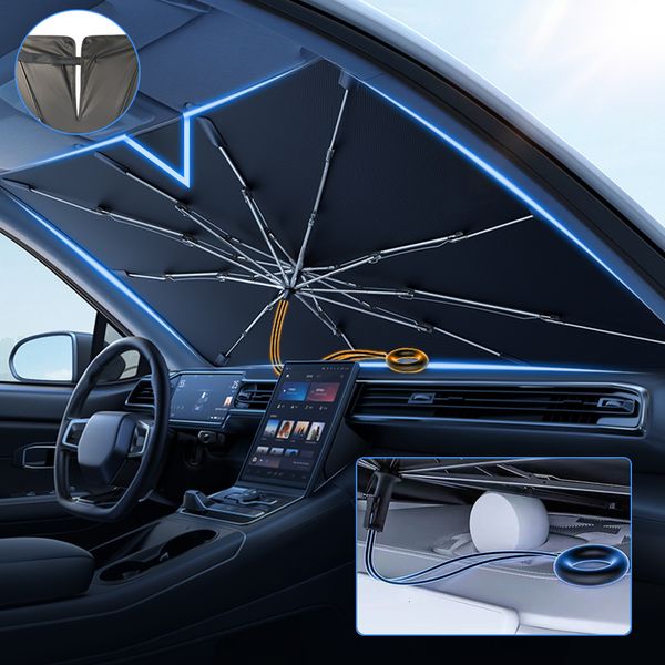 Shade Poignée de parapluie coupe-vent portable avec parapluie à boucle de traction parapluie pare-soleil de voiture pliable utilisé pour la protection automatique extérieure d'été 230711