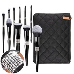 Shadow 10pcs / Set Diamond Makeup Brushes Black Set Foundation Professional Foundation Blushes Eyeshadow Brush de maquillage de maquillage de cache-œil