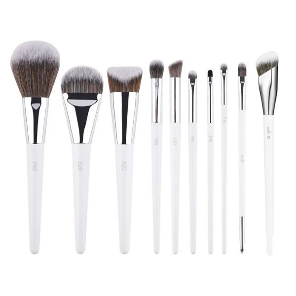 Shadow 10PCS / Set White Powder Makeup Brosss 3D Liquid Foundation Base MADUP UP Brush Detail Detail Face Eye Oeil Cacheer Beauty Tool