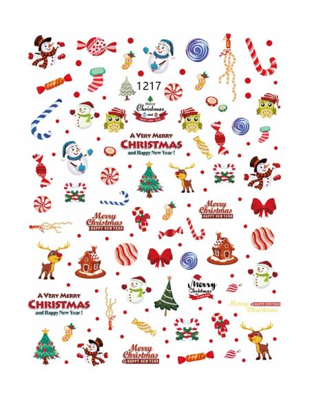 Ombre 10pcs Hiver Snowman Pingouin Snowflake Christmas Santa Claus Christmas Nail Sticker Nail Clider Decoration Beauty Tool