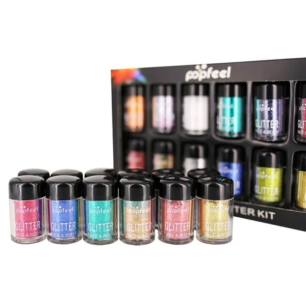 Shadow 12pcs / Set Popfeel Brand paillettes de fard à paupières Makeuvré brillant paillettes en poudre en poudre de maquillage cosmétique de maquillage