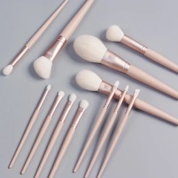 Schaduw 12 -stks/Set White Goat Hair Make -upborstels Set Powder Contour Make -Up Brush Soft Eyeshadow Blush Hoogtepartij Brow Cosmetic Tools