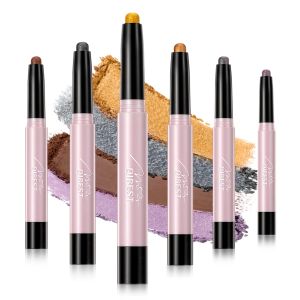 Sombra 6 PCS Metallic Eyeshadow Stick Neutral marrón marrón crema shatada de ojos lápiz crayón impermeable