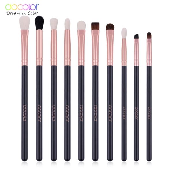 Shadow Docolor 10pcs Brouss de brosse à sourcils noirs Set Horse Horse Powder Foundation Foundshadow Making Up Brushes Cosmetics Lip Pincel Makeup Tool