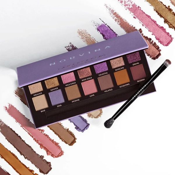 Shadow Dream Purple Paleta de sombras de ojos de 14 colores Shimmer Matte Primer Lentejuelas Finas Suaves de larga duración Ajuste Contorno facial Conjunto de pigmentos Caja