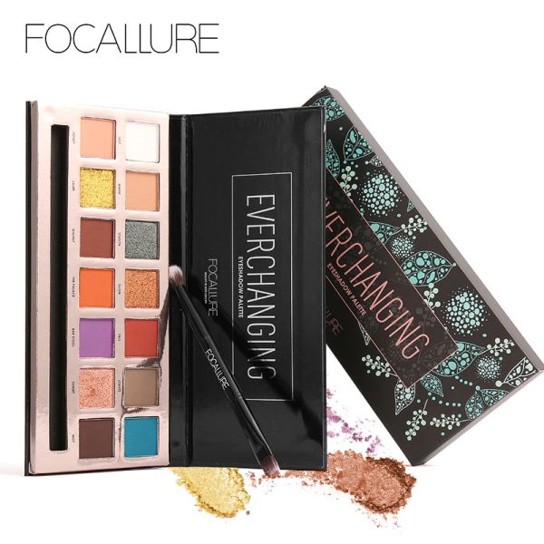 Shadow Focallure 14 colores Paleta de sombras de ojos Matte Matte Pigmento Alto Pigmento Durante Durante IMPRIMIENTO Cosmética Cosmética con pincel