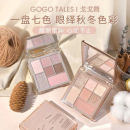 Shadow Gogo Tales 7 Color oogschaduwpalet Matte Pearl -liter voor ogen grijs roze herfst en winter dagelijkse oogschaduw make -up palet