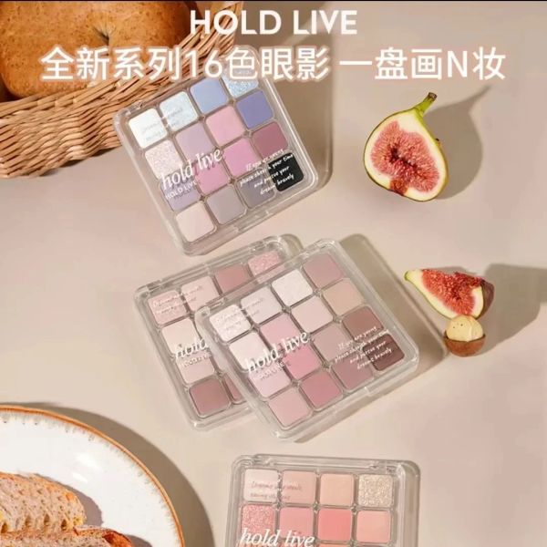 Shadow HoldLive 16 Color Paleta de sombras de ojos de larga duración fácil de colorear Matte Pearl Glitter Shadow Pink Brown Daily Makeup Palette