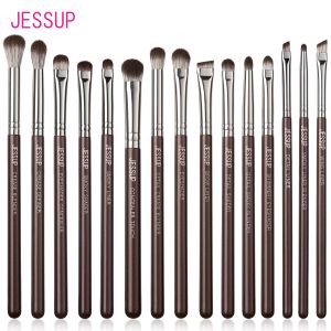 Shadow jessup cepillos de maquillaje ojo set profesional 15pcs pinceles de sombras de ojos veganas correctores de cejas de cejas cepillo de mezcla marrón, t499