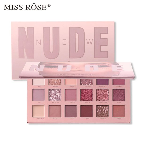 Shadow Miss Rose Palette de fards à paupières 18 couleurs pour le maquillage avec finition mate et chatoyante, performance à coût élevé et excellente qualité