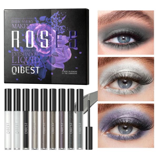 Shadow Qibest 9pcs gris glitter liquide fard à paupières de bâton pigment pigment fin mime