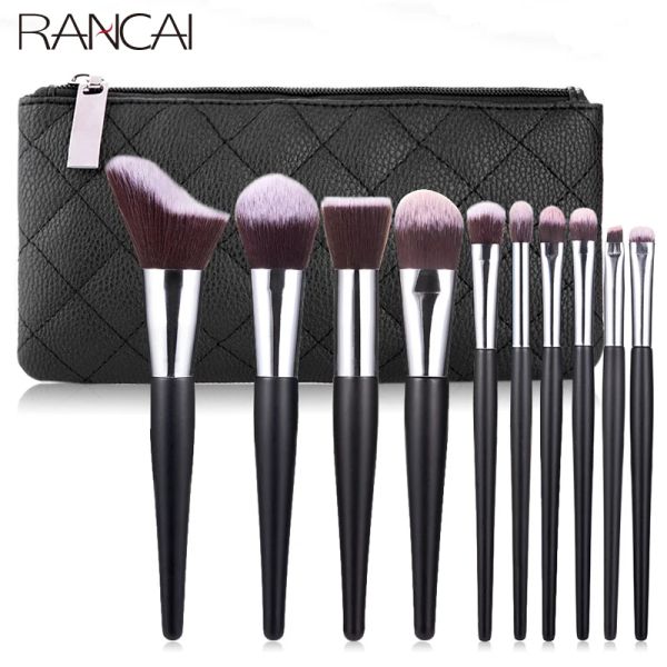 Shadow Rancai 10pcs Hight Quality Makeup Brushes Set Foundation Powder Blush Eyeshadow Sponge Brush Soft Hair Cosmetic Brushes Tools