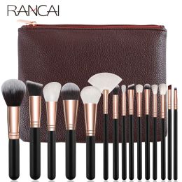 Shadow Rancai Pro 15pcs Makeup Brushes Set Powder Foundation Foundation Feryshadow Making Up Brushes Cosmetics Soft Synthetic Hair avec Cuir Case