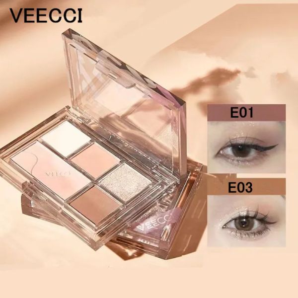 Ombre Veecci Palette de fard à paupières cinq couleurs poudre nacrée mate couleur de la terre maquillage des yeux longue durée fard à paupières