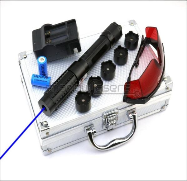 Shadowlasers BX6 High Power 450 Nm Blue Laser Poininter Laser Torche Visible Lazer Poutre de poche chasse avec 216340 LI Batteries9394665