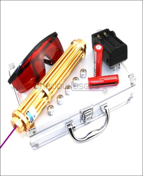 Shadowlasers Gold Vx3ii High Power 450 Nm Laser Blue Laser Lasers Torche Lampe de poche de chasse avec 218650 LI Batteries7588785