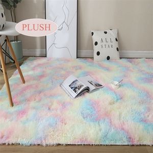 Shaggy Girl arc-en-ciel couleurs tapis pour salon 160x230 Push doux chambre tapis chevet enfants sur le sol mignon tapis 220301