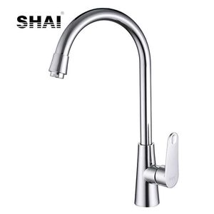 Shai Chrome Finish Keukenkraan Koudwaterkraan 360 Graden Rotatie Torneira Cozinha Mixer Messing Ontologie Hoek SH3208 210724