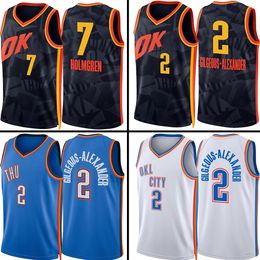 Shai Gilgeous-Alexandre Oklahomas City Thunders Maillots de basket-ball Chet Holmgren cousu 2023 24 Chemise de basket pour hommes et enfants Noir Blanc