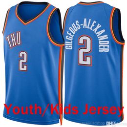Shai Gilgeous-Alexande Oklahomas City Thunders Basketball Jerseys Chet Holmgren gestikt 2023 24 Men Jeugd Kindermand Shirt Zwart Wit