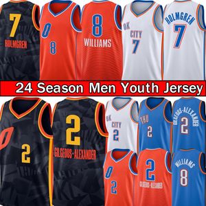 Shai Gilgeous-Aalexande Oklahomas City Thunders Basketball Jerseys Okc Chet Holmgren Jalen Williams cousu 2023 24 Mens Youth Kids Basket Baskir Blanc Blanc