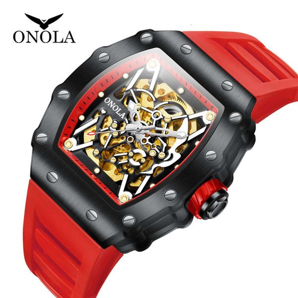 Shake Sound Populaire Orona / Onola Full-Automatique mécanique Watch Men's Silicon Tape Fashion Sports imperméables Watch Match