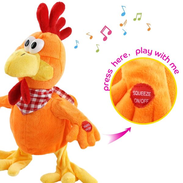 Sacudiendo balanceo pollo amarillo animales de peluche muñeca cantar juguete musical para niñas juguetes de peluche regalo de cumpleaños niños 231228