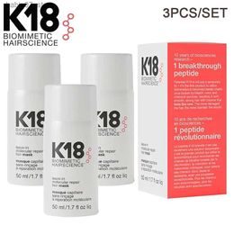 Champú Acondicionador 3PCS K18 50ml La mascarilla facial para el cuidado del cabello permanece en la molécula para restaurar el tinte permanente dañado, repara suave y profundamente las condiciones del cuero cabelludo cutin Q240316