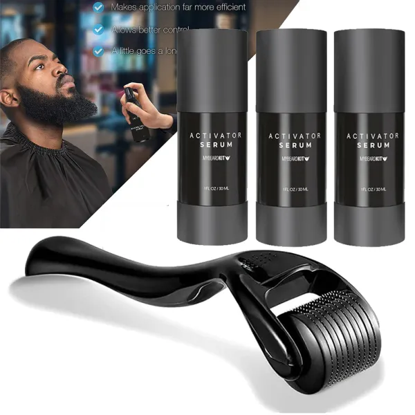 Shampoocondicioner Beard Oil/Suero Derma Kit Roller para la cara, la barba, el bigote y el crecimiento del cabello