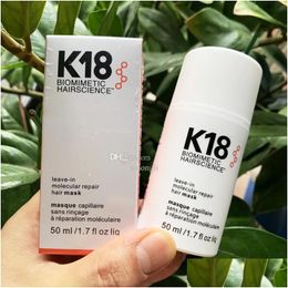 Shampoo Conditioner K18 Leave-in reparatie Haarmasker Molecarbehandeling om te drogen of beschadigde 50 ml 4 minuten omgekeerde schade Drop Delivery Prod ote8v