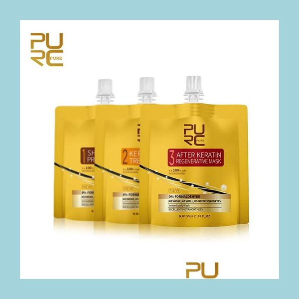 Shampooing revitaler purc 3pcs / set nouvelle technologie k￩ratine Treatment ne pas d'irritation r￩paration de fum￩e et lisser la goutte de cheveux endommag￩e d dhseh