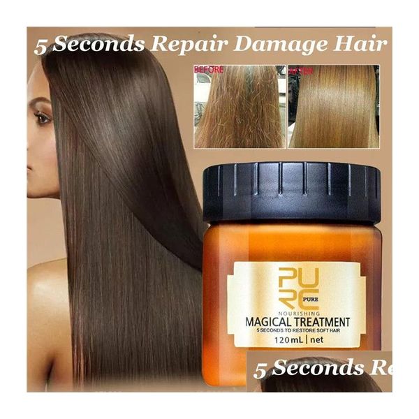 Shampooing revitalisant Purc traitement magique masque capillaire 120Ml 5 secondes répare les dommages restaure doux essentiel pour tous les types de cheveux kératine Ot5H7