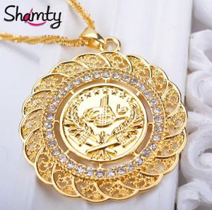 Collier pendentif Shamty pièce arabe pour femmes couleur or pur pièce de monnaie de dinde bijoux toute petite chaîne pièces de monnaie turques hypoallergéniques9393676