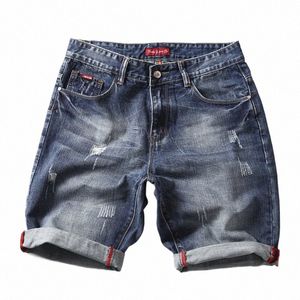 Shan Bao 2022 Summer Brand Men's Classic Denim 98% Cott Jeans Simple Fi Youth Straight Loust Shorts I0CF #