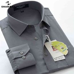 SHAN BAO 6XL 7XL 8XL 9XL 10XL chemise professionnelle à manches longues pour hommes affaires décontracté grande taille lâche couleur unie 210721