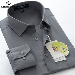 SHAN BAO 6XL 7XL 8XL 9XL 10XL chemise professionnelle à manches longues pour hommes affaires décontracté grande taille lâche couleur unie 220322