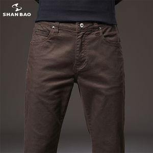 SHAN BAO 98 % Baumwolle Hose Herbst Marke klassischer Stil junge Herren schmal gerade Stretch lässig schwarz braun Marineblau 220330